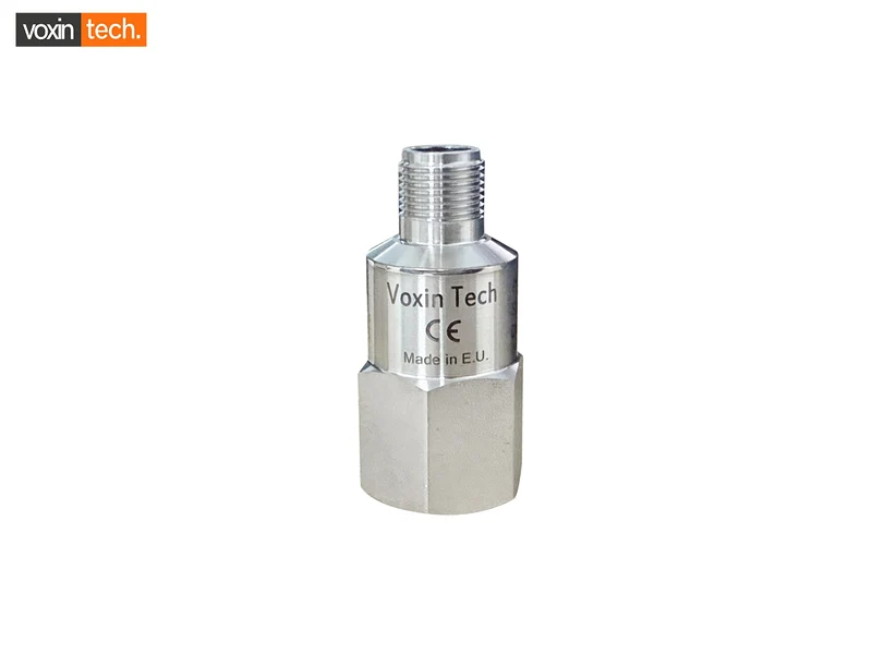 Voxintech VT series industrial vibration sensor with 4-20 mA output, stainless steel, CE